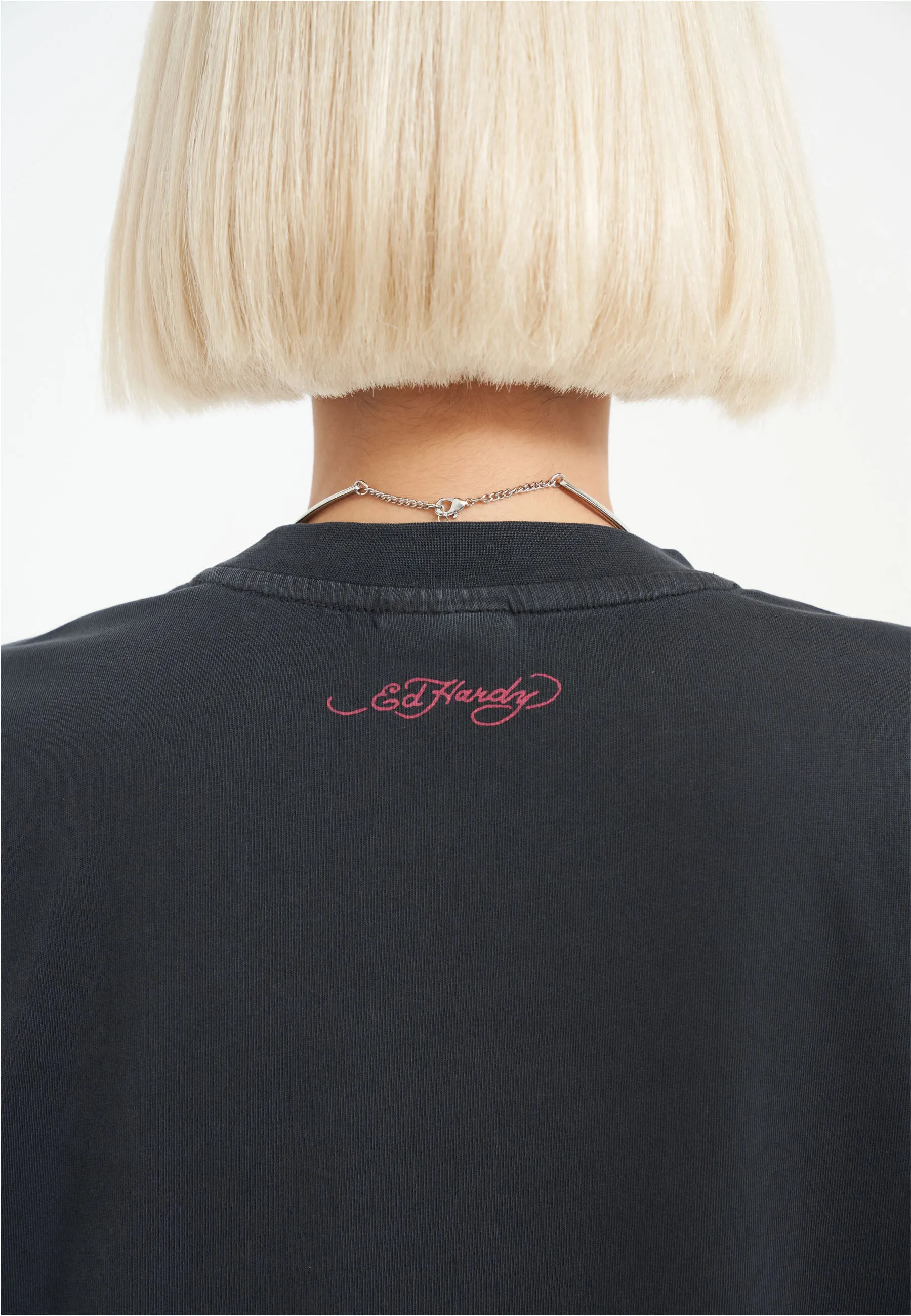 Womens La Tiger Vintage Diamante Tshirt - Black